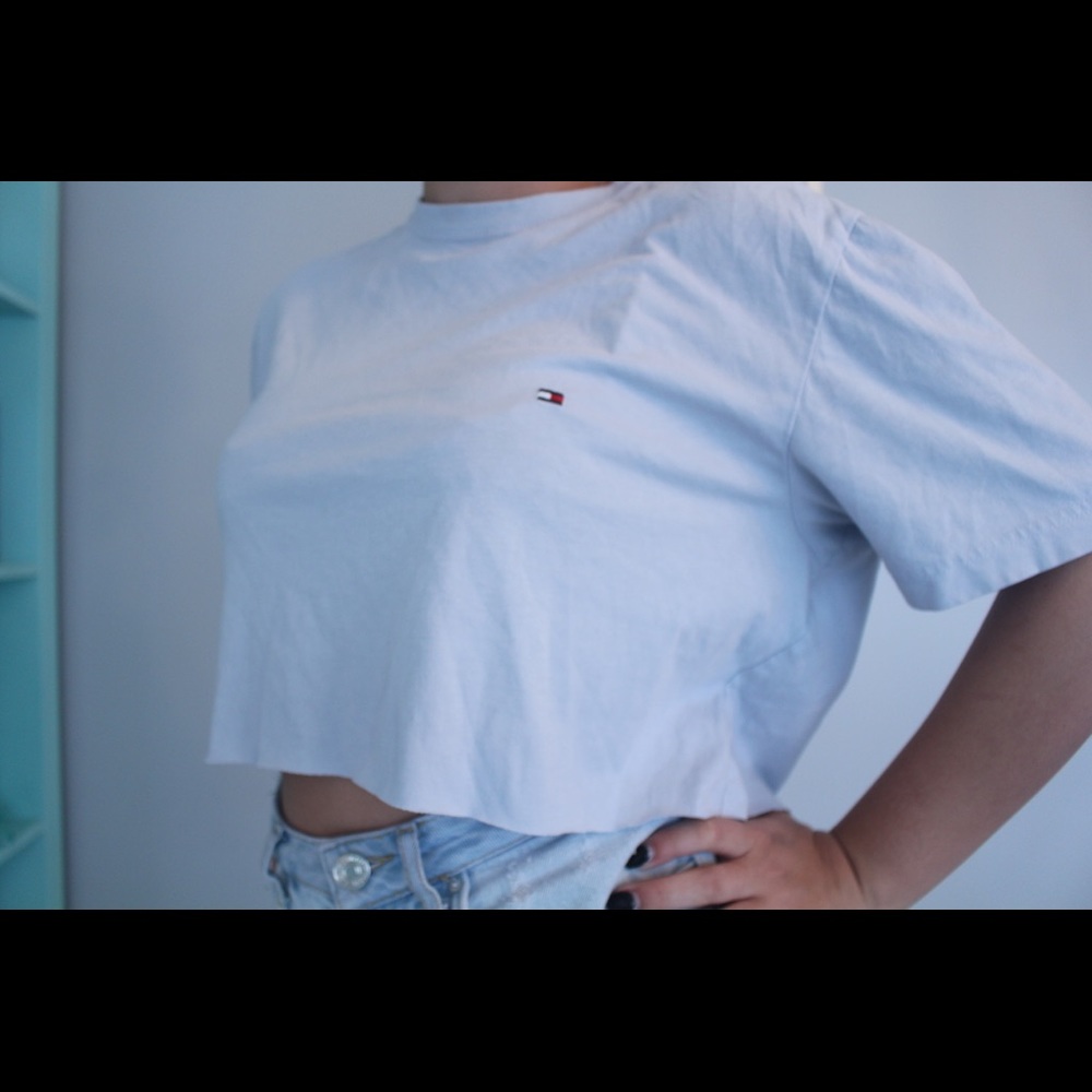Tommy Hilfiger Cropped Baby Blue T-shirt With Logo